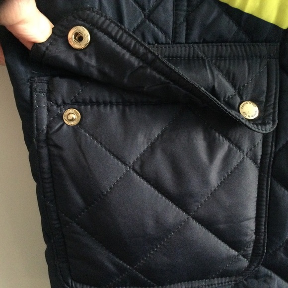 NWT Womens Navy Stripe Quilted Vest Puffer Pink Green Vest - Picture 5 of 11